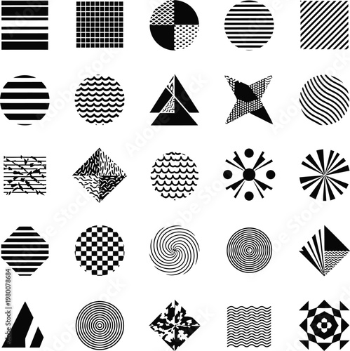 Abstract geometric patterns and shapes set with pattern pack