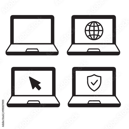 Clean, contemporary laptop icons in vector style — perfect for websites, apps, presentations, and marketing materials.