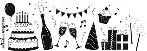 Birthday Party Celebration Icons and Symbols