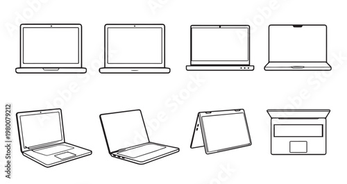 Clean, contemporary laptop icons in vector style — perfect for websites, apps, presentations, and marketing materials.