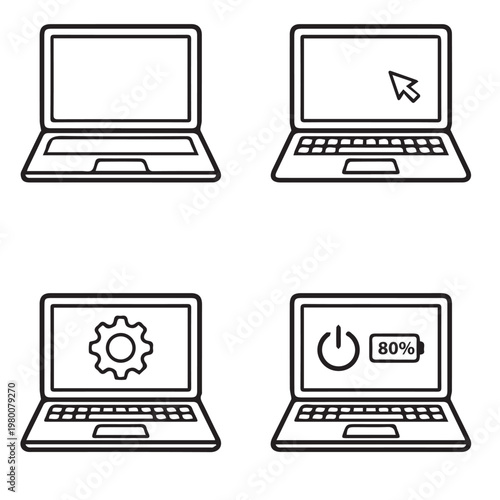 Clean, contemporary laptop icons in vector style — perfect for websites, apps, presentations, and marketing materials.