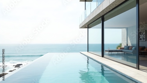 Modern oceanfront property with infinity pool and glass walls overlooking the sea