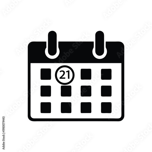 Flat Vector Icon: Calendar Page Marked with a Special Day