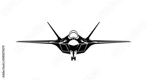 Modern Military Aircraft Front View - Powerful Fighter Jet Design