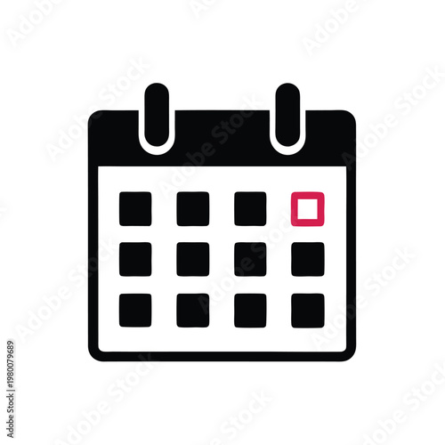 Vector Calendar Icon with Highlighted Date for Planning and Events