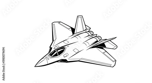 Modern Military Aircraft Illustration - Sleek Fighter Jet Design
