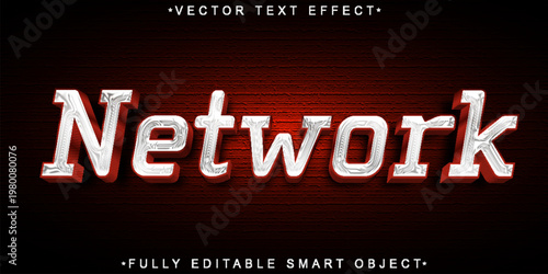  Network Digital Connection Typography Style Vector Fully Editable Smart Object Text Effect