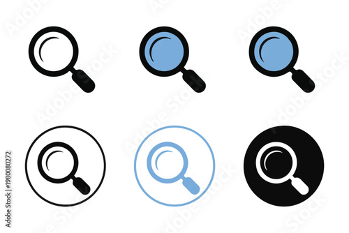 Magnifying glass line search icon. zoom symbol, find sign in various styles on transparent background.