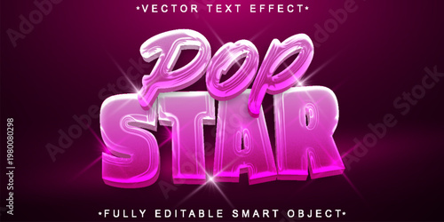  Pop Star Glitter Stage Typography Style Vector Fully Editable Smart Object Text Effect