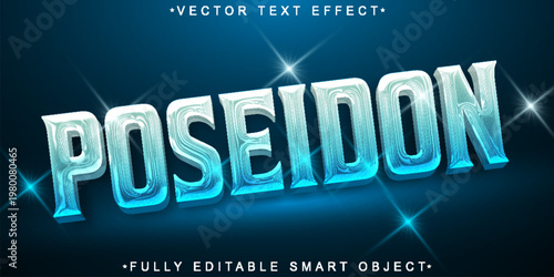  Poseidon Ocean Trident Typography Style Vector Fully Editable Smart Object Text Effect
