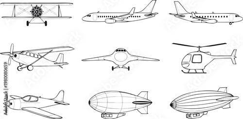 Various aircraft and air vehicles illustrations