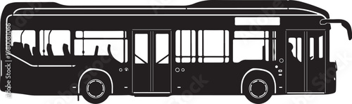 Black bus silhouette, city transport icon, vehicle graphic, transportation symbol
