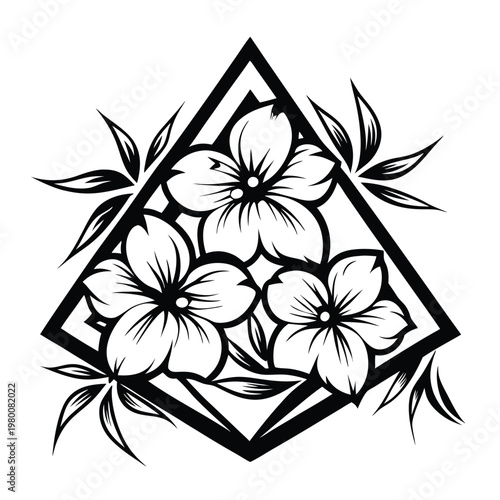 Sophisticated Geometric Pattern with Subtle Flower Silhouettes, Minimalist Floral Elegance