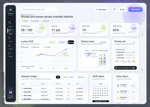 Modern Logistics Dispatch Dashboard UI with Route Planning, Fleet Analytics and Clean SaaS Web App Interface