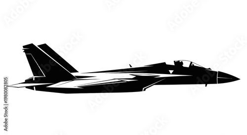 Modern Military Jet Fighter Aircraft Silhouette in Flight