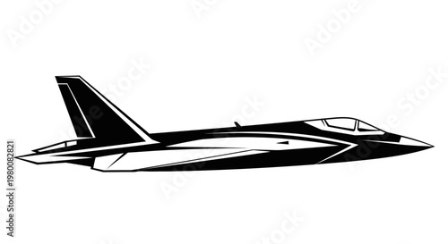 Modern Military Jet Fighter Aircraft Silhouette - Dynamic Aerial Power
