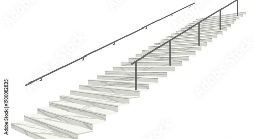 Modern Staircase Interior with Handrails Leading Upwards