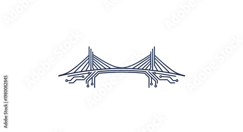 Modern Suspension Bridge with Digital Circuitry Elements