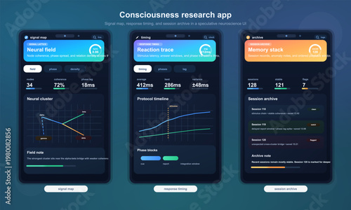 Futuristic neuroscience research dashboard UI design
