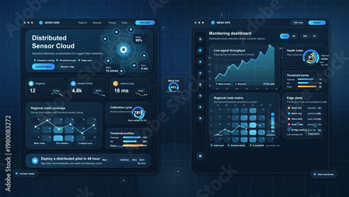 Distributed sensor cloud monitoring dashboard UI concept