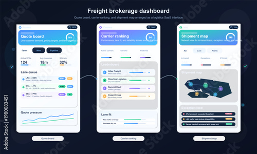 Fotografía Freight brokerage dashboard with quotes and shipment map