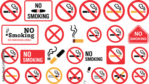 no smoking signs and symbols bundle set