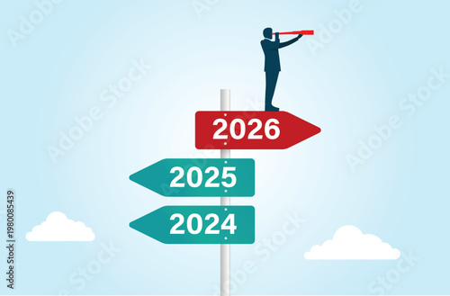 Businessman Forward Looking Strategic Vision 2026 Illustration Vector