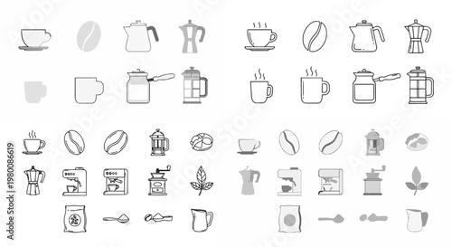 Minimalist Flat Icons Set Kitchen Home Appliances Daily Life Vector Illustrations