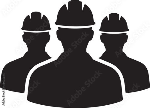 Three construction workers in hard hats builders d