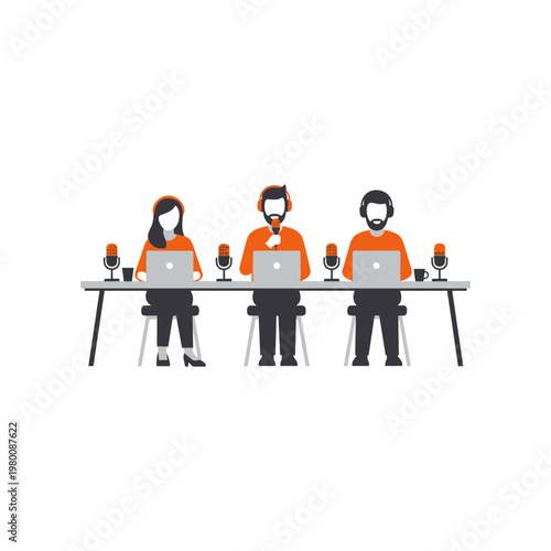 Three individuals participating in a virtual panel discussion or podcast recording session