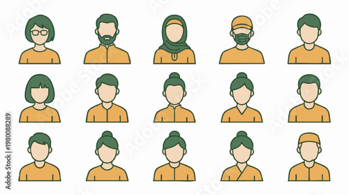 Diverse user avatars and people icons set for interface design