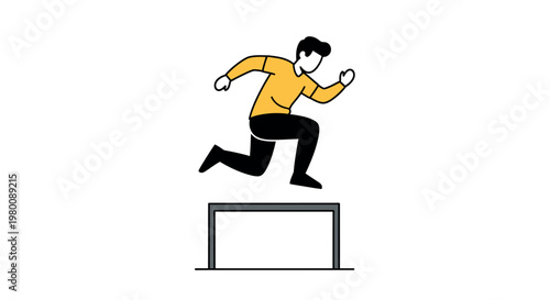 Man jumping over a hurdle fast.
