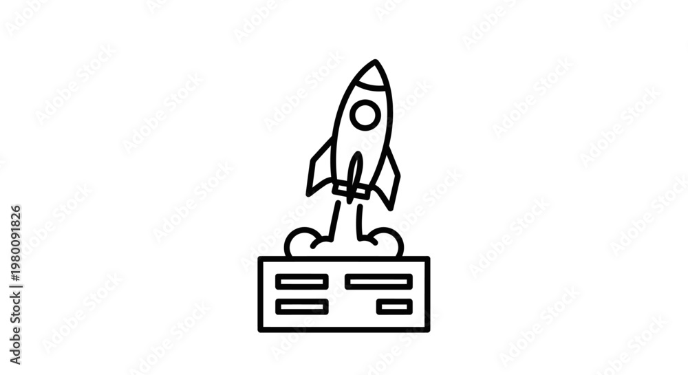 Fototapeta premium Abstract background with a surfboard vector illustration featuring rocket technology and business icon design elements for space equipment