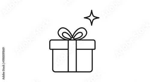 A red and gold vector illustration of a festive gift box with a decorative ribbon and bow for a Christmas birthday or holiday celebration surprise