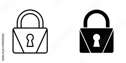 Padlock Icons: Line Art and Solid Black Vector Illustration for Security and Privacy Concepts