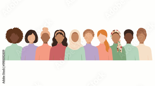 Diverse group of women standing together, symbolizing unity and inclusion