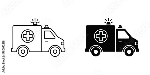 emergency medical ambulance vehicles with lights on flat design vector illustration