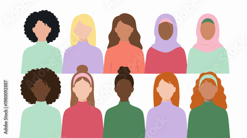 Diverse group of women portraits showcasing multiculturalism and individuality