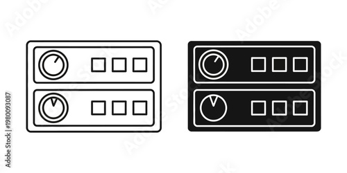 two analog alarm clocks with different time settings flat design vector illustration
