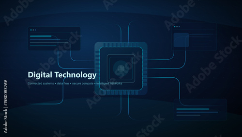 Abstract Digital Technology Network Connection Futuristic Interface Cyber Security Data