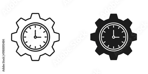 gear clock time management productivity vector illustration flat design