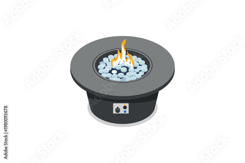 Modern Fire Pit With Blue Glass