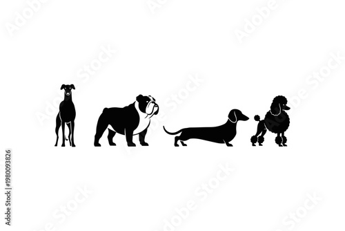 Diverse Dog Breeds Silhouettes