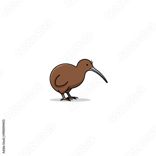 Brown Kiwi Bird Side Profile View.