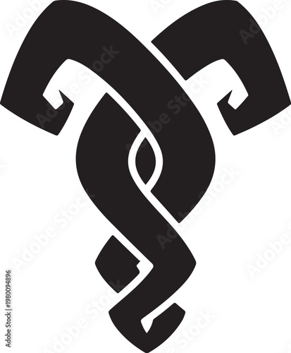 Medical symbol, caduceus icon, healthcare sign, black vector logo
