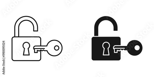 unlocked and locked padlock security concept flat design vector illustration