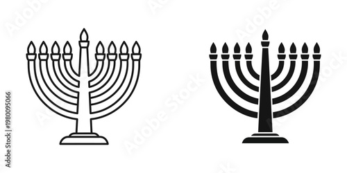 minimalist hanukkah menorah and jewish holiday candelabra flat design vector illustration