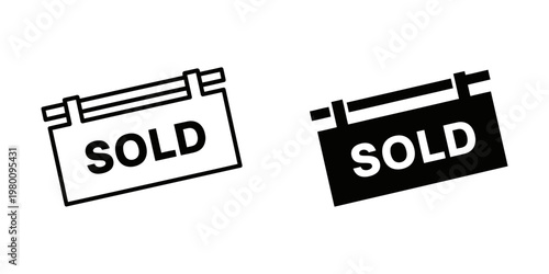 sold real estate sign vector illustration, flat design property sale tag