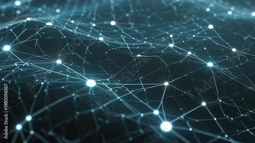 Artificial Intelligence Neural Network Background with Glowing Connected Nodes and Data Landscape