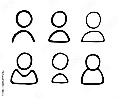 doodle hand drawn contacts person avatar people profile picture icons contact detail name cv vector icon set